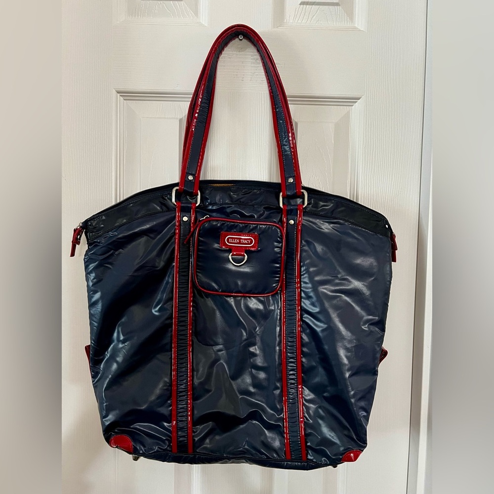Glossy, Blue & Red Laptop Vertical Convertible, Tote/Shoulder Waterproof Bag.